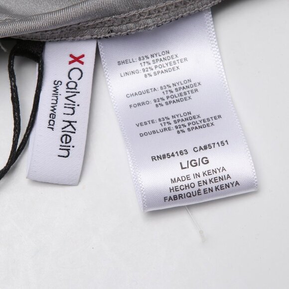 CALVIN KLEIN Swimsuit 2-Piece Logo Bikini Set Platinium Silver Triangle Halter L - Picture 11 of 13